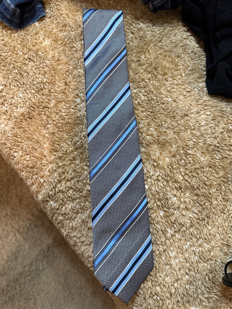 Boss Navy And Light Blue Diagonal Stripe Silk Tie
